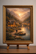 Sunset village on canva