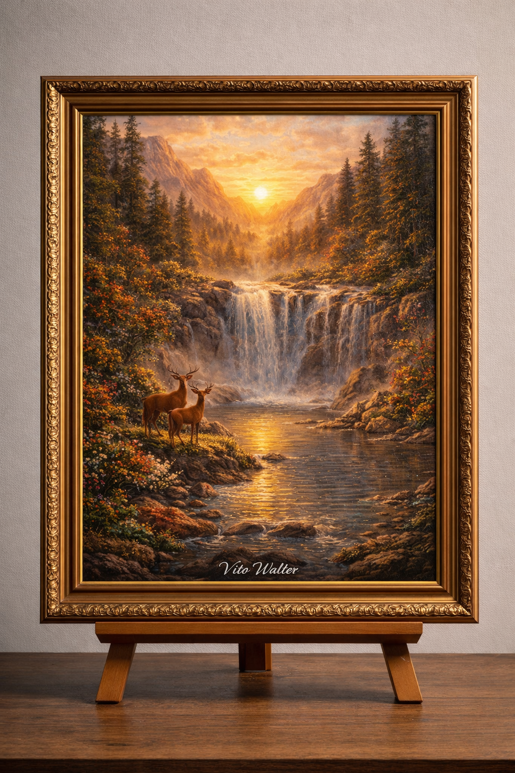 Chute d'eau au coucher du soleil