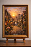 European village at sunset