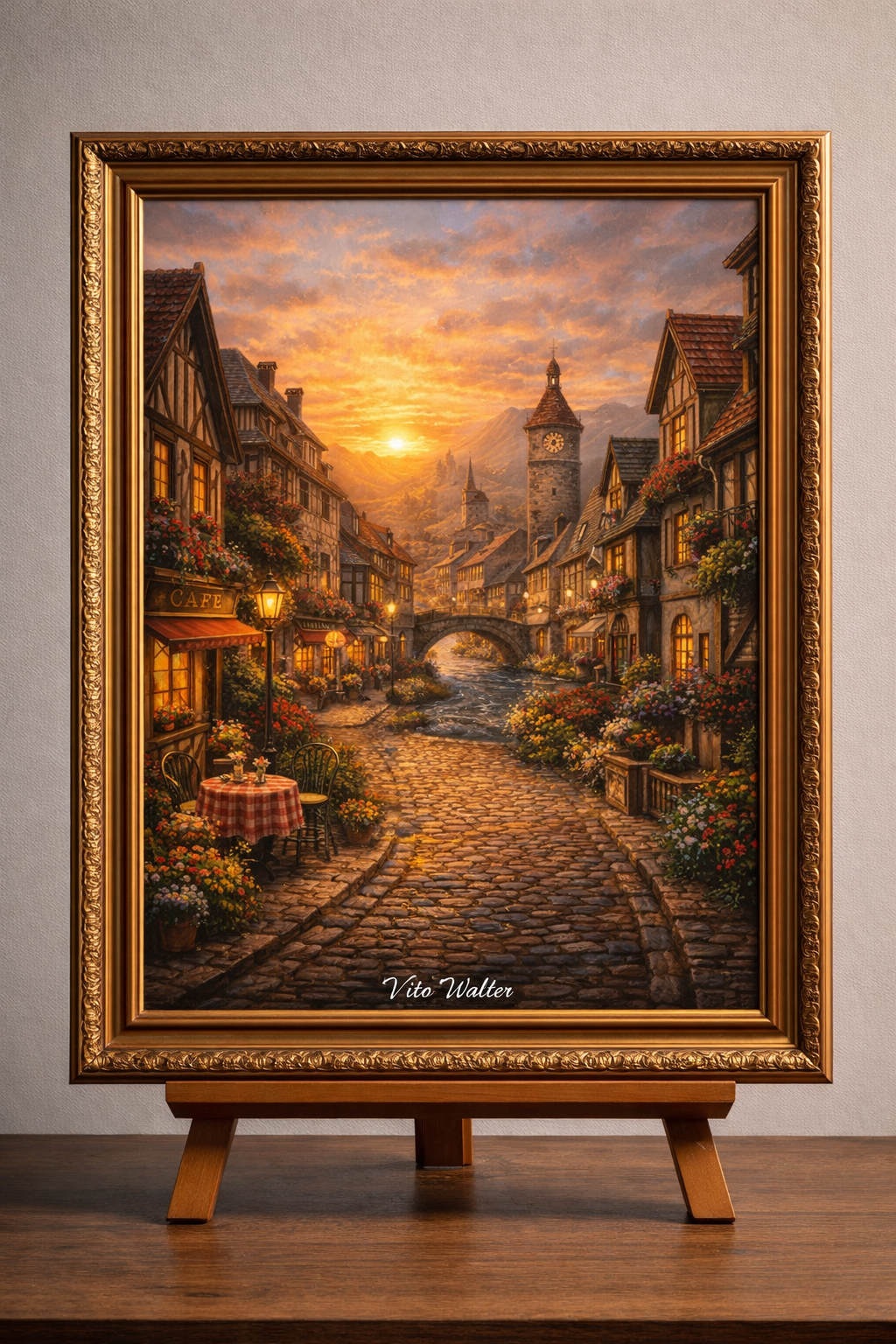 European village at sunset