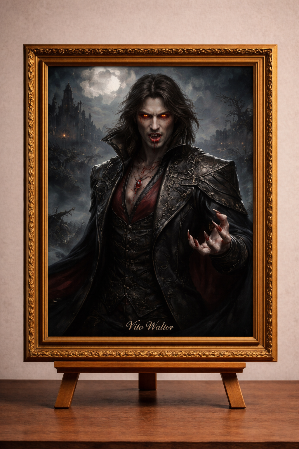 Vampire portrait in gothic setting
