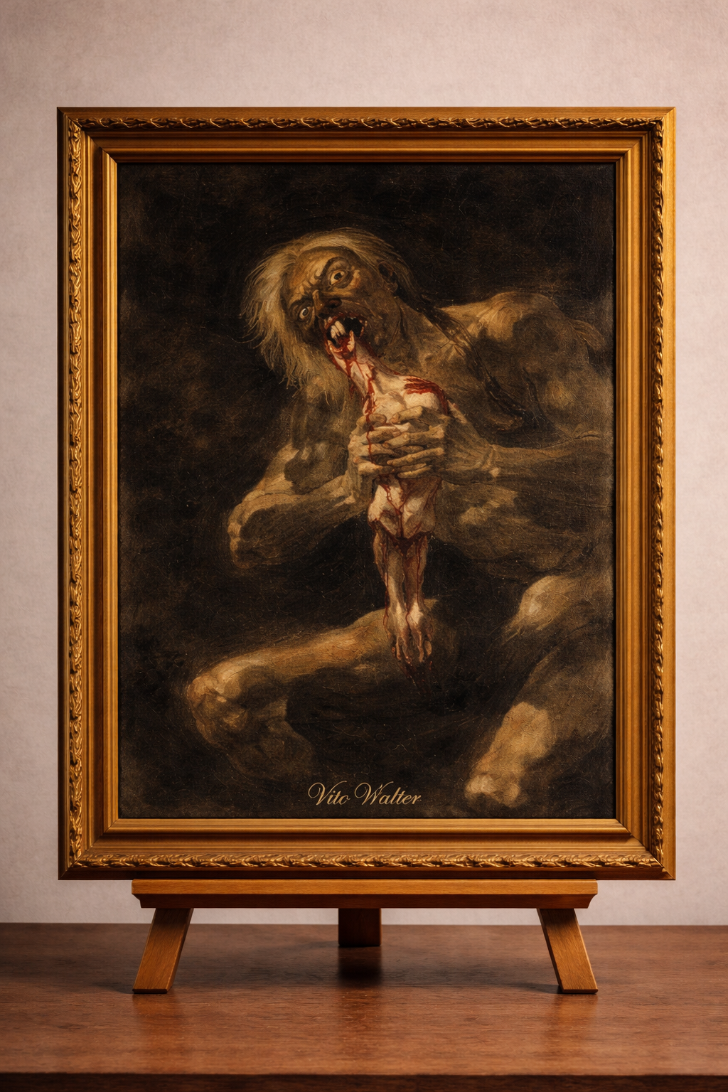 Grotesque feast in dark shadows