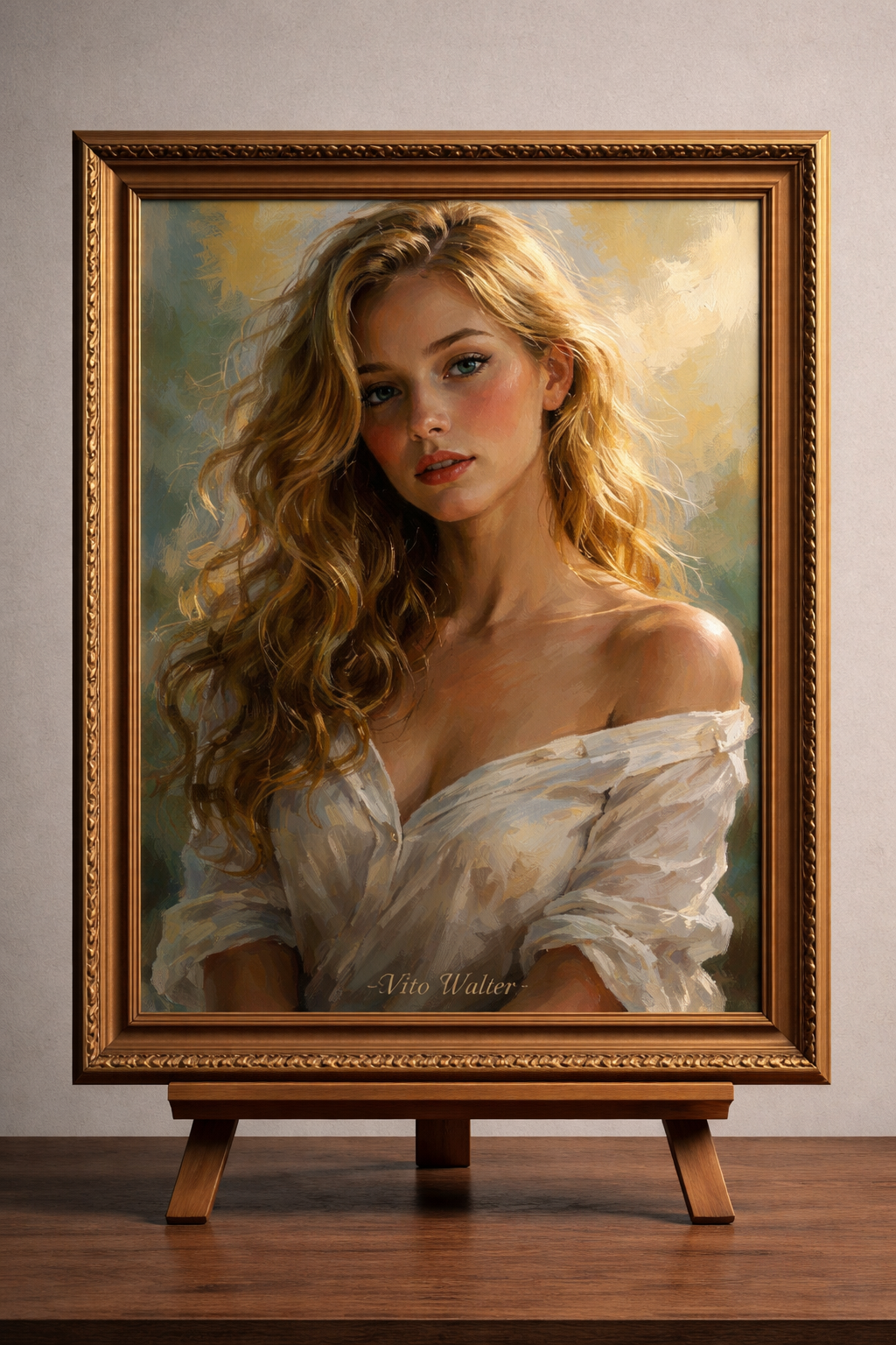 Jeune femme blonde en peinture impressionniste