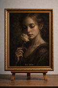 Jeune femme avec rose fanée